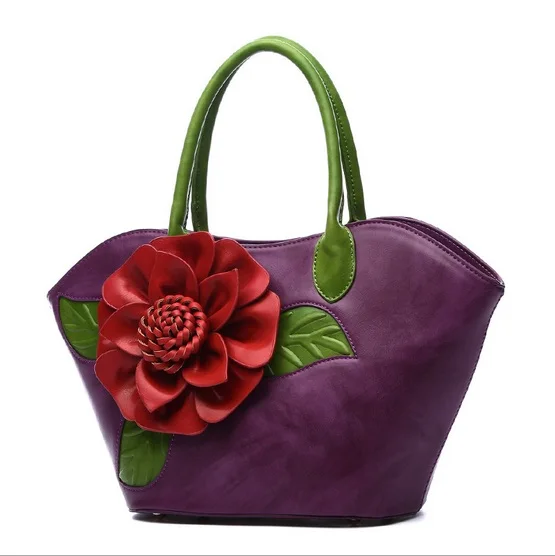 Женская сумка на плечо с объемными цветами, тисненая красивая сумка в национальном стиле, модные сумки-мессенджеры для девушек, винтажная сумка - Цвет: purple