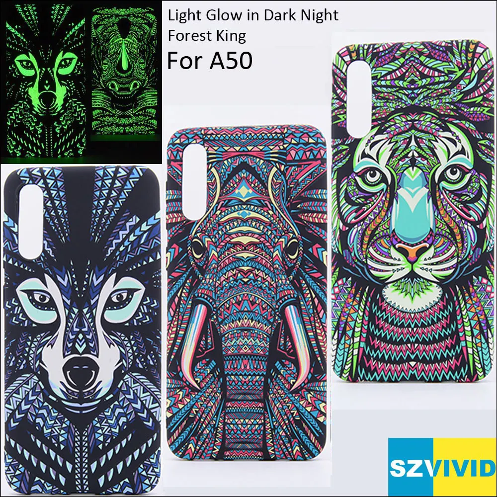 Светящийся в темноте ночник светящийся чехол для samsung Galaxy A50 Тигр Слон Лев волк