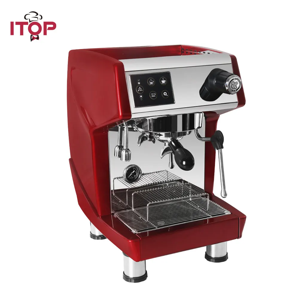 ITOP Professional Red/Black Coffee Maker Machine 15 Bar Milk Foam Maker Cappuccino Latte Espresso Maker Machine 220V