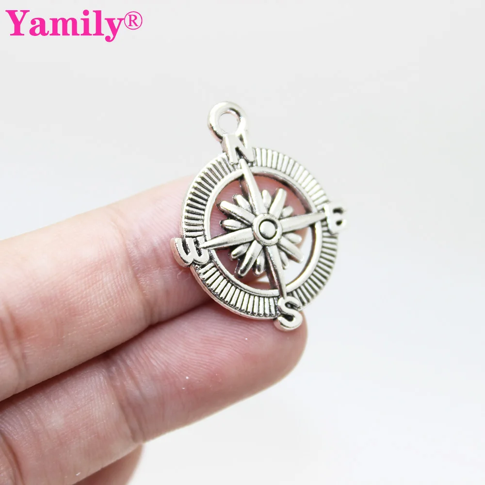 

Yamily 10pcs/ 30*25mm Antique Silver Bronze Tone Compass Charms Pendants for Jewelry Findings Jewelry Making DIY Necklace