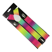 Мода 3,5 см Широкий Радужный принт ремень для мужчин и женщин Подтяжки Эластичный пояс клип на y-образной спине регулируемые подтяжки