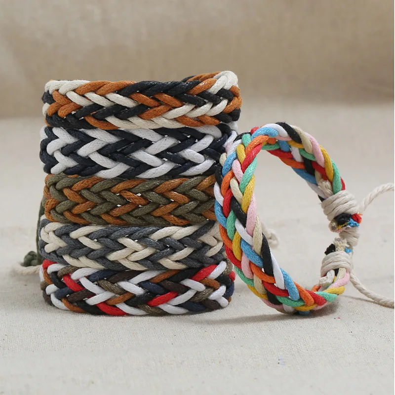 

New National Style Color Wax Line Woven Bracelet for Women Men Couple Fashion Personality Adjustable Jewelry Accessories