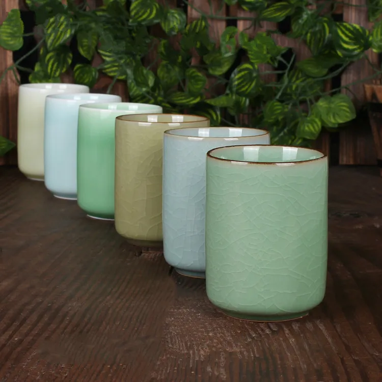 

Longquan celadon kungfu teacup ice crack glaze cup kitchen office fine drinking utensils