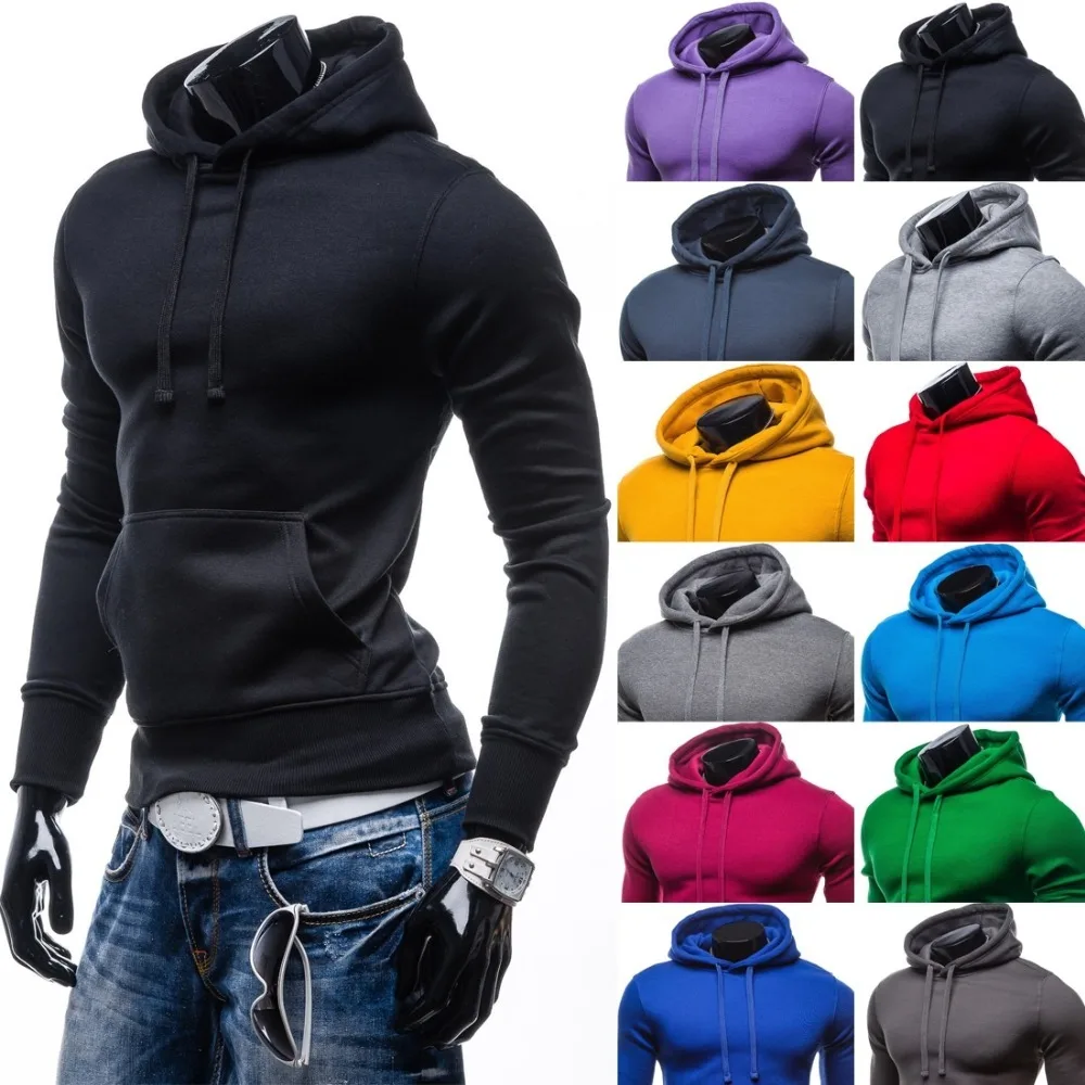 

ZOGAA Hot 8 Color Men Hoodie Sweatshirt Solid Color Hoodie Men Long Sleeves Pocket Hip Hop Autumn and Winter Men Sweatshirt