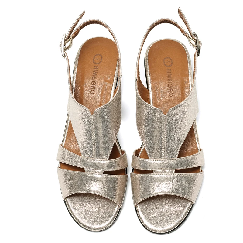 AIMEIGAO/высококачественные Босоножки с открытым носком; женские босоножки на среднем квадратном каблуке; Летняя обувь; удобная женская обувь из мягкой кожи