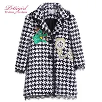 Pettigirl Autumn Houndstooth Girl Coats With Clock Patten Hooded Overcoats Children Fashion Outerwear Girl Jackets G-DMOC908-858