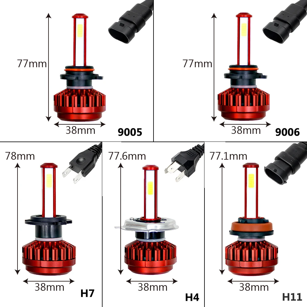1 пара фар автомобиля супер яркий DC 9-36V COB светодиодный авто фары H4 H7 H8 H9 H11 HB2 HB3 HB4 9005 9006 лампы 6000 К 80 Вт высокой мощности Мощность