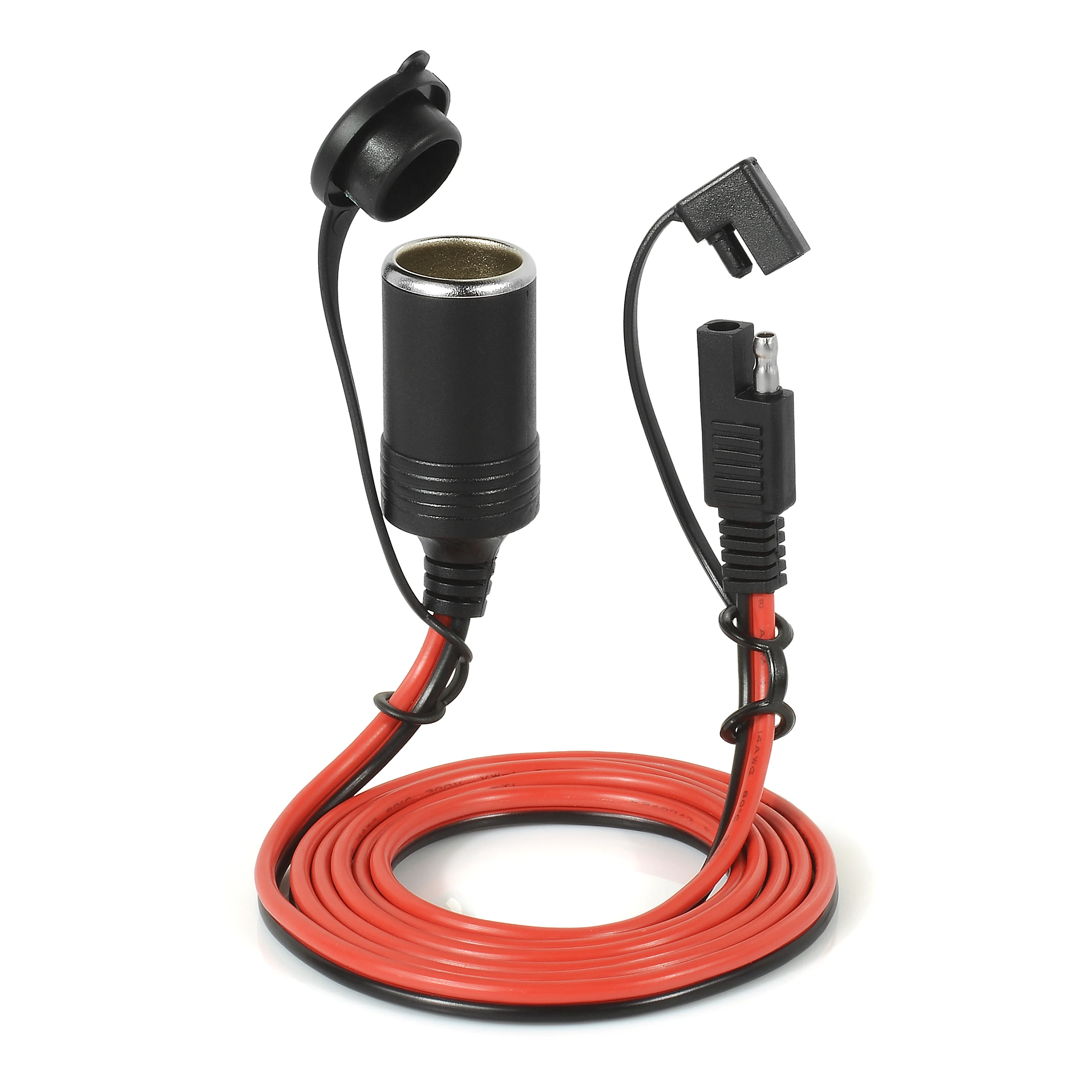 

JTRON 12-24V 5FT 14AWG SAE to Female Cigarette Lighter Lead, 14 Gauge SAE 2 Pin Quick Disconnect Harness Extension Charging Cabl