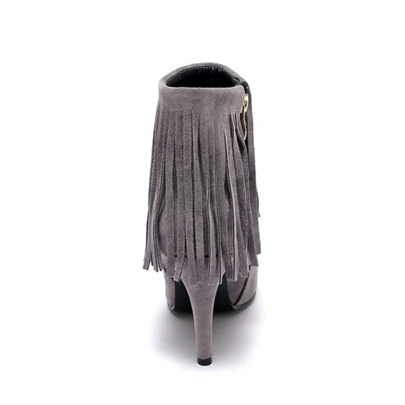Хороший новый с бахромой замшевые на высоком каблуке острым носком Zapatos Mujer
