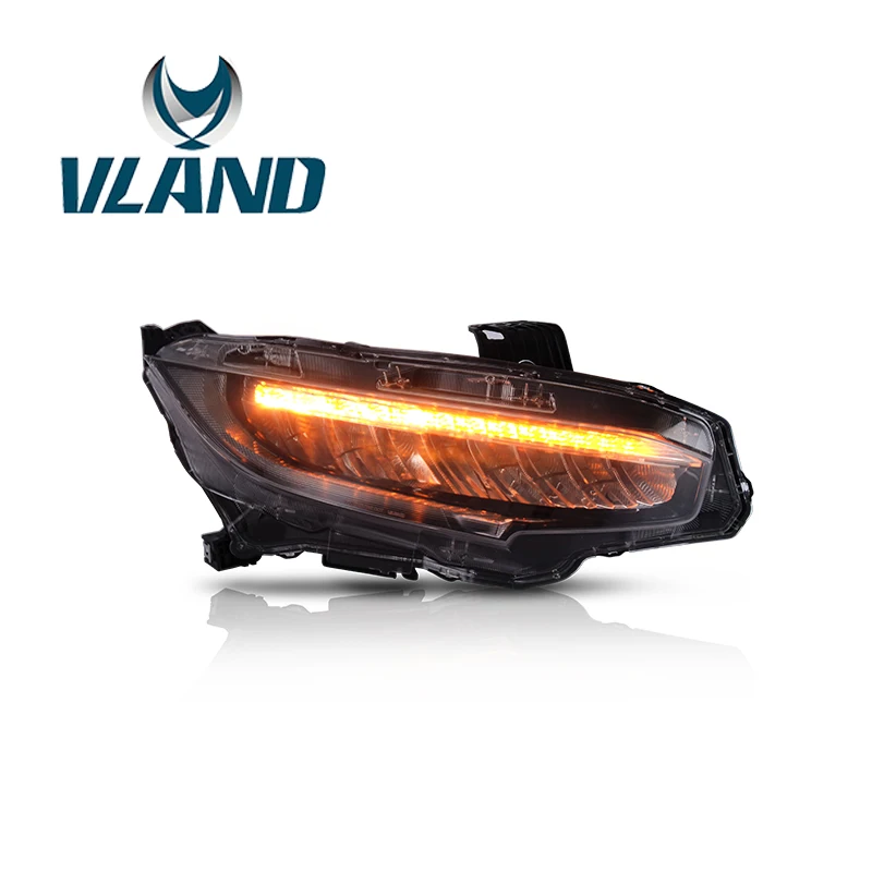 

VLAND ForHonda Civic Full LED Headlight 2014 2015 2016 2017 with Sequential Indicator + Plug And Play