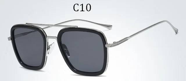 DPZ Мстители Tony Stark Flight 006 стильные солнцезащитные очки авиаторы Мужские квадратные брендовые дизайнерские UV400 Солнцезащитные очки Oculos De Sol - Цвет линз: C10