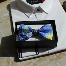 Как моды подарок ручной работы в стиле ретро звездное небо креативный дизайн черный галстук-бабочка/вечерние свадебные упаковка коробки 1 шт