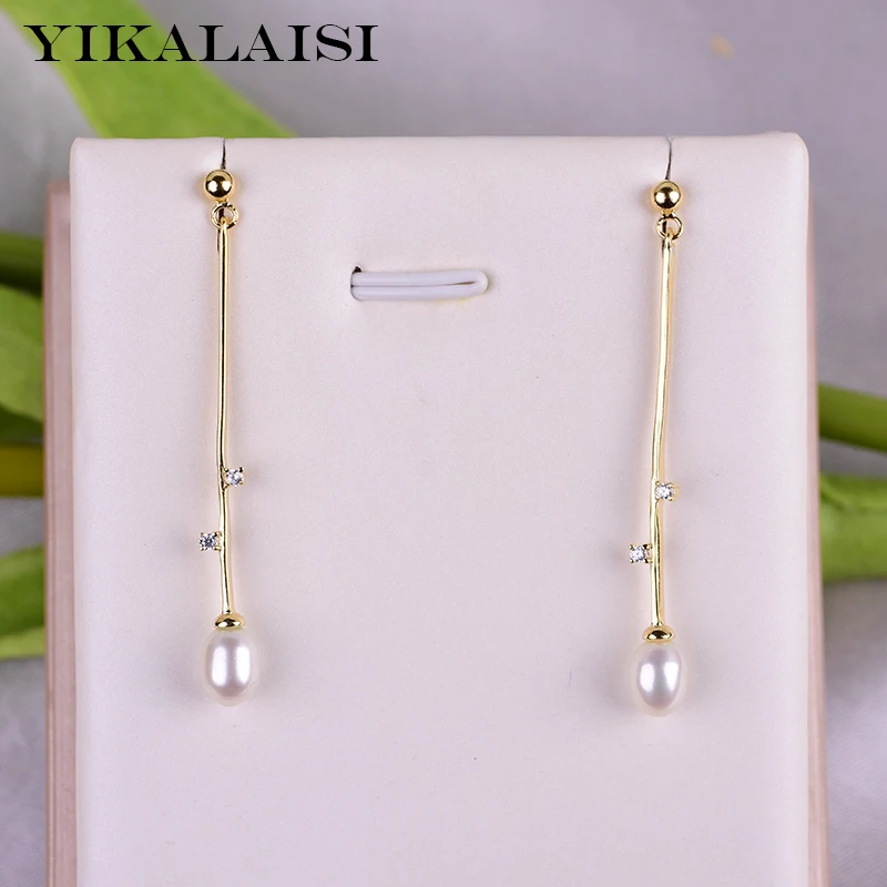 

YIKALAISI 925 Sterling Silver Natural Pearl Earrings Jewelry For Women 5-6mm Pearl Size Star Earrings 4 Colors