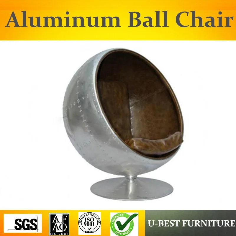 

U-BEST High quality new style aviator aluminium shell vintage leather space retro metal egg chair