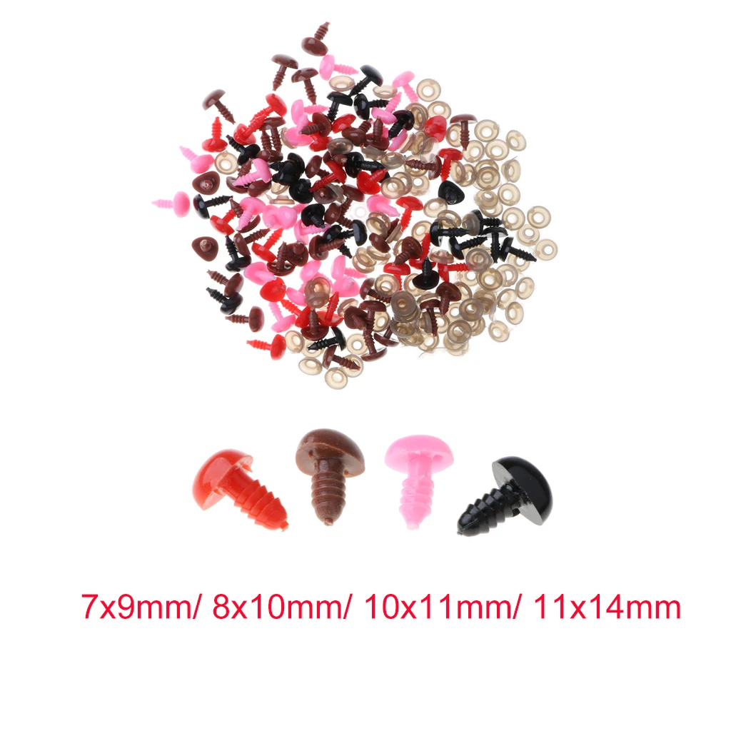 100pcs Mix Colored Plastic Screw Safety Nose for Bear Doll Stuffed Toy Animal Doll Nose for Teddy Bear Soft Toy Making or Repair