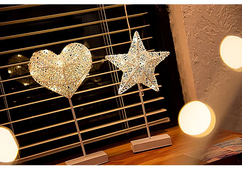 Night Table Lamp Hand-Crafted 40 cm LED Night Light Star Heart Love Shaped Lamp Battery Powered Girls Room Decorative New Year (10)