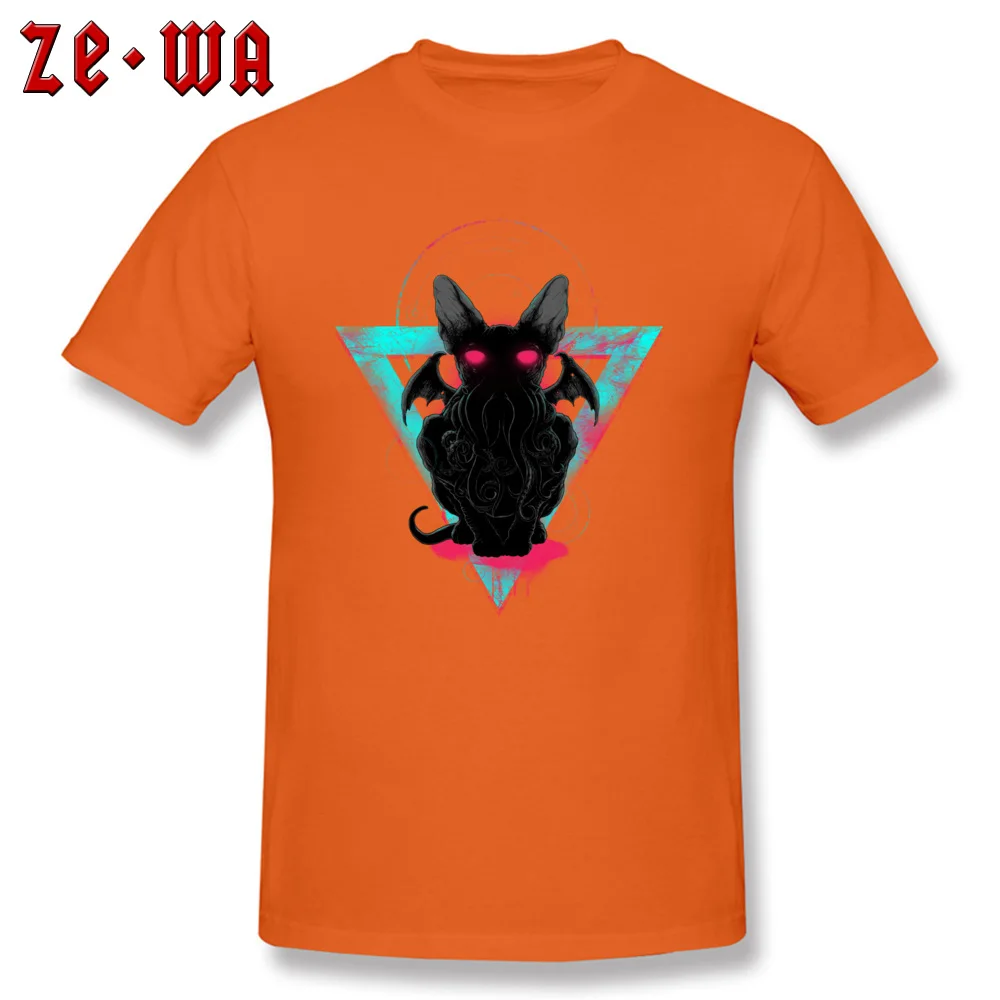 Cathulhu II 100% Cotton Fabric Mens Short Sleeve Tees Printed Mother Day T Shirt Casual Tops Tees 2018 Hot Sale O-Neck Cathulhu II orange