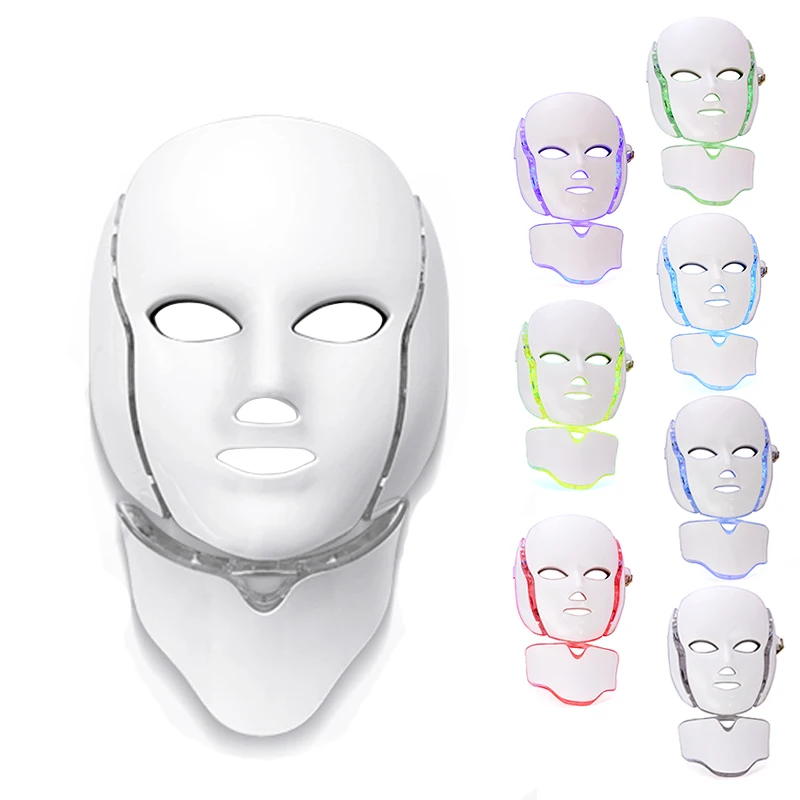 

7 Color Photon LED Facial Neck Mask For Skin Rejuvenation, Acne, Pore, Anti-Aging Beauty Light Therapy Light For Home Use
