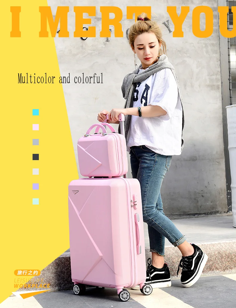 Korean version match girl Lovely Cosmetic bag 20/22/24/26/28 inches students trolley case Travel suitcase woman Rolling luggage
