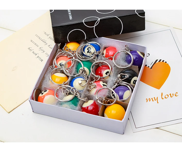

Wholesale ! 192pcs Pool Billiard snooker table ball keychain keyring party Favor Gifts