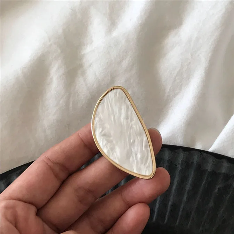 

Luxury Geometric Half Love Heart Shell Rings for Women Gothic Adjustable Joint Big Statement Rings Girl Gifts Jewelry anillo