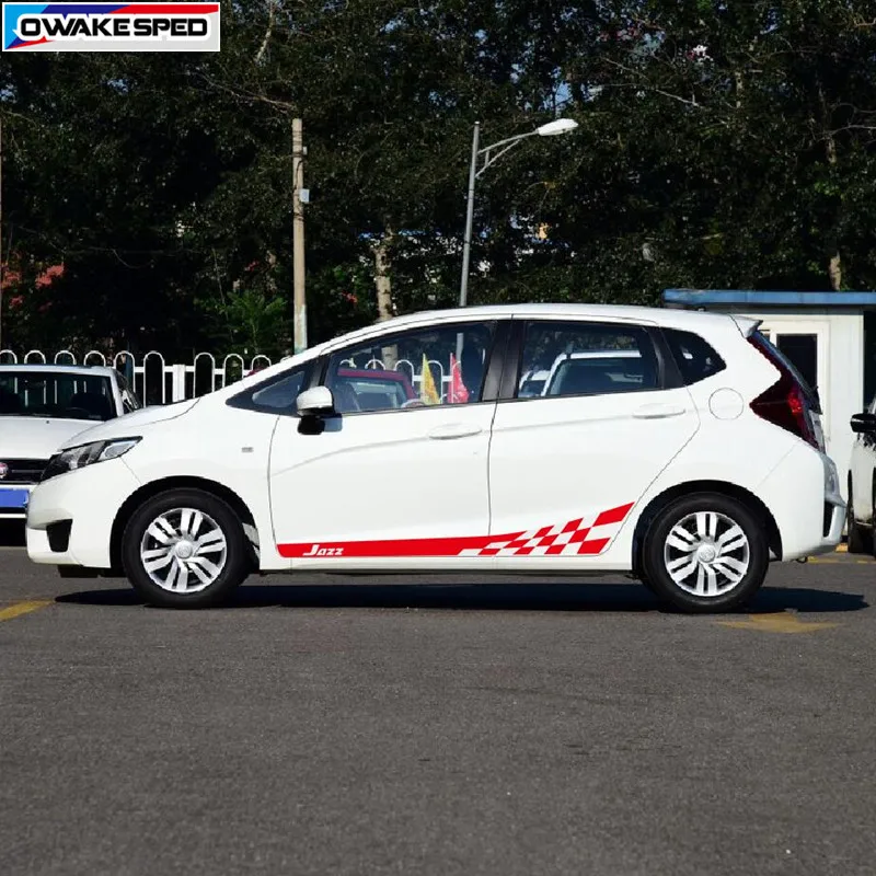 Гоночный флаг графика Виниловая наклейка на автомобиль для Honda Fit Jazz дверь