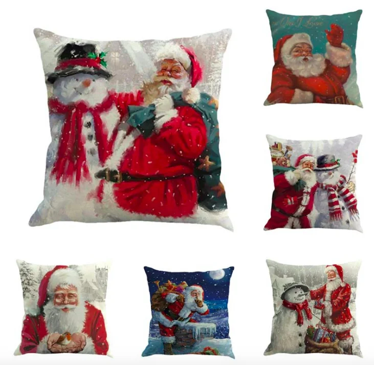

Santa Claus Merry Christmas Neck Body Pillowcase Linen Bed Pillows Cover Couch Seat Cushion Throw Pillow Home Decoration
