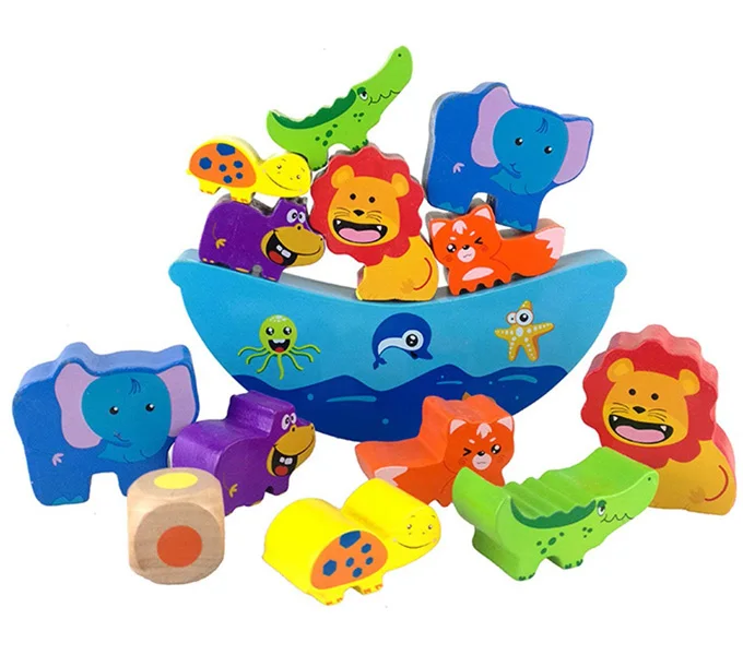 Баланс животных Деревянный укладки Конструкторы развивающие игрушки подарок на день рождения для детей малышей