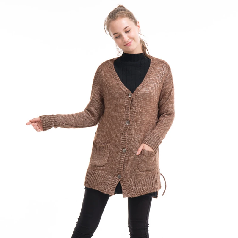 2019 New Woman Sweater fashion Cashmere Kintted Shawl Women Poncho Zipper Coat Pocket Capes