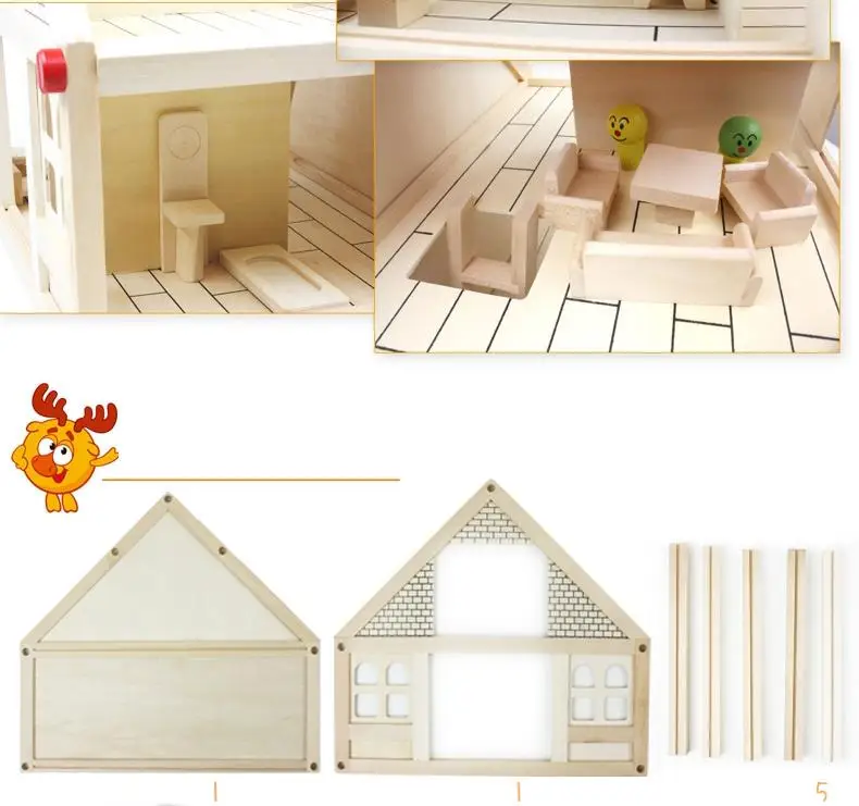 Большой размер детский деревянный кукольный дом с кукольными и кукольными игрушками/дети ребенок моя вилла для сборки деревянный дом