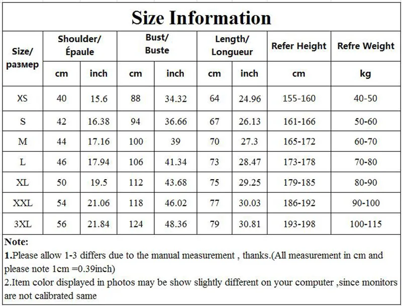 size table