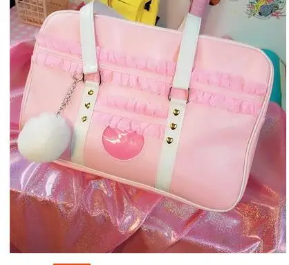 

Japanese Style Uniform bag Handbag Fashion lace lovely heart Shoulder Bag Solid High School Students Bookbag