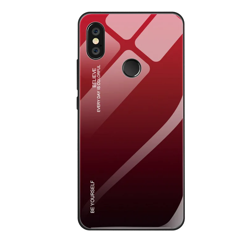 Стеклянный чехол для Xiaomi Redmi Note 7 6 5 Pro Gradient Цвет Закаленное стекло Чехол для Xiaomi Mi 9 se 8 A2 Lite A1 6a Max 3 Mix Xaomi Funda Capa - Цвет: Red and Black