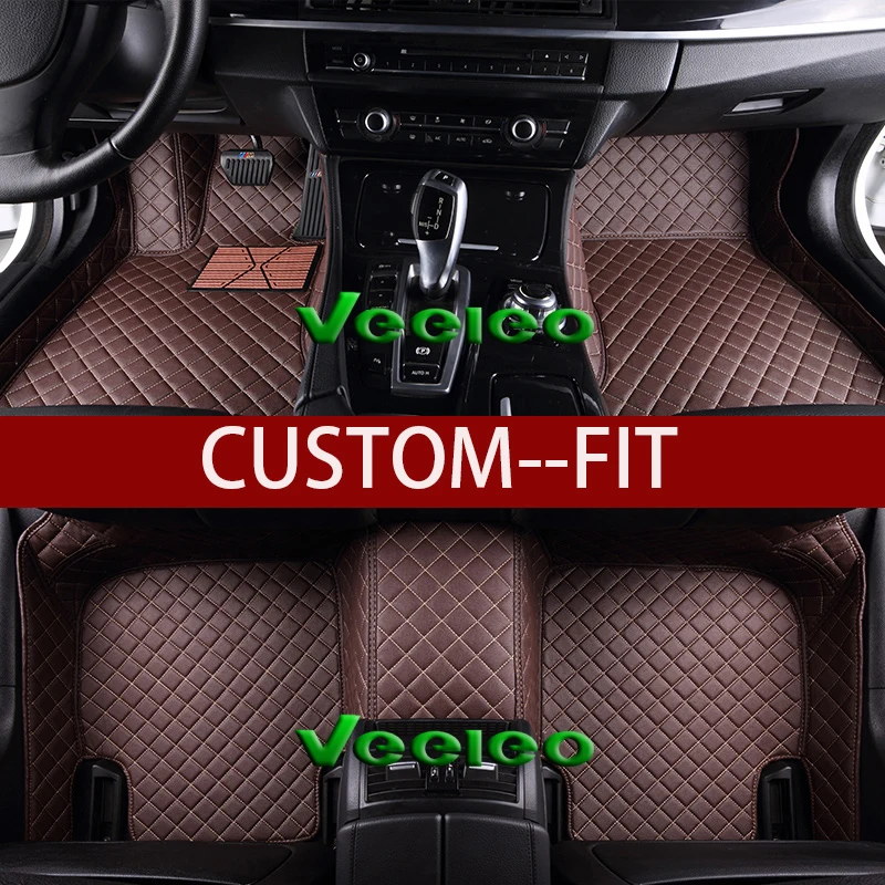 Veeleo 8 Colors Leather Car Floor Mats for Cadillac CTS 2 Doors 2011