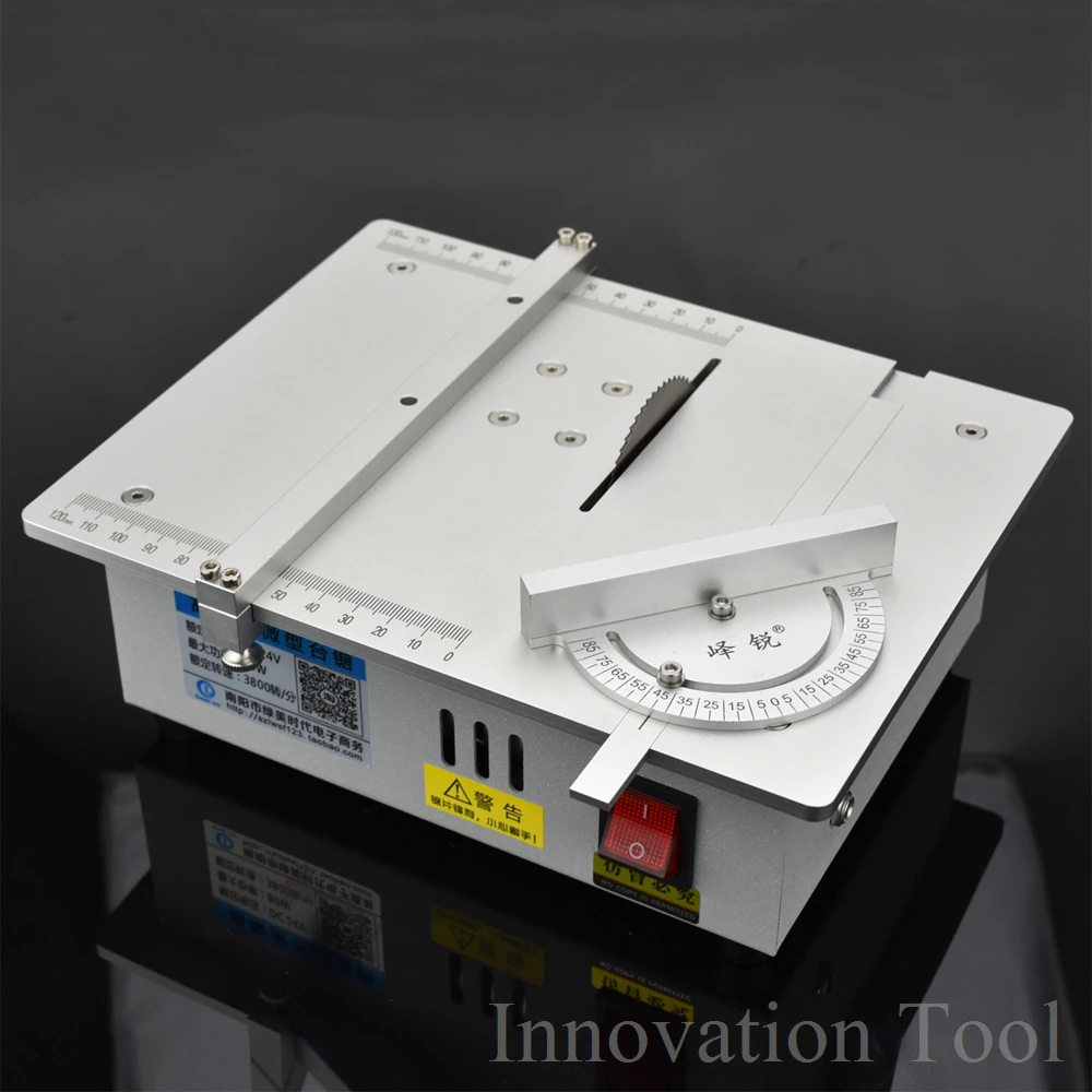 Mini Hobby Table Saw Handmade Woodworking Bench Saw DIY Model Cutting Saw with Power Supply