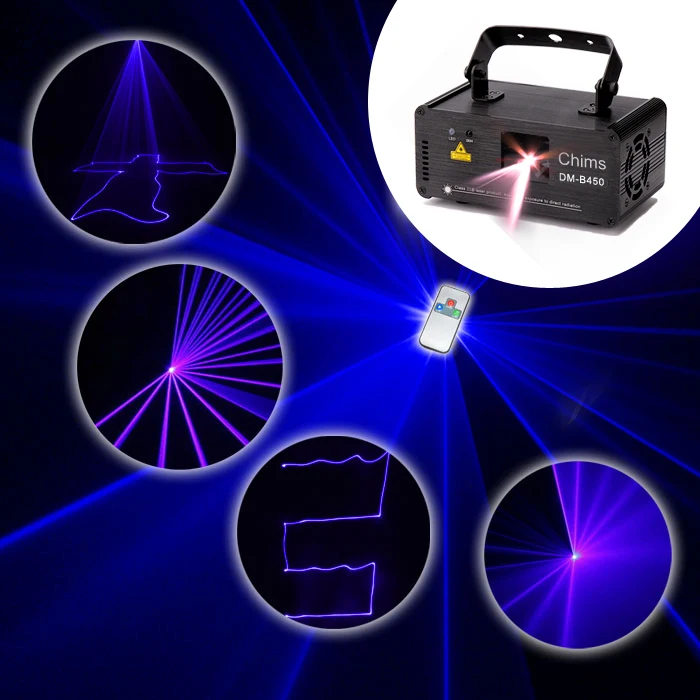 Chims DMX512 Управление этапа лазерный освещения синий сканер проектор красочные мощный яркий луч света 450 МВт канала вечерние праздничные