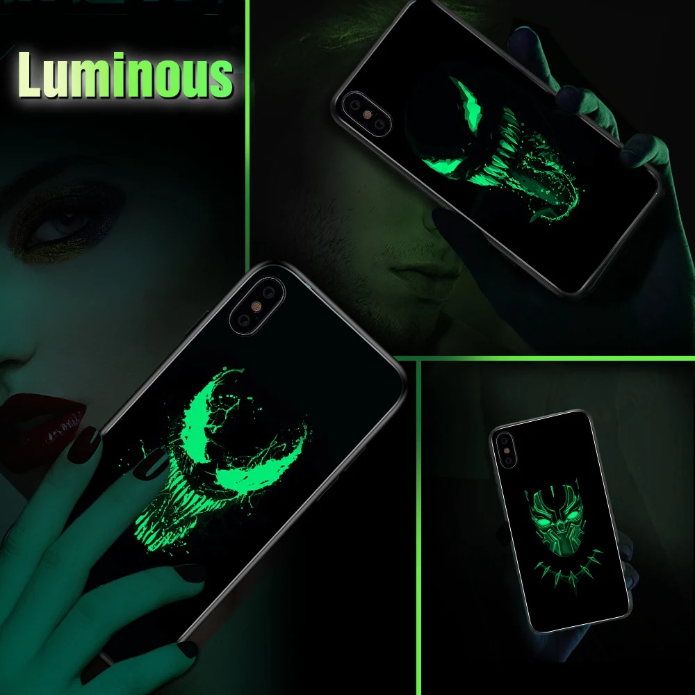 Luminous Marvel Venom Case For iPhone 6 6S 7 8 Glass Luxury Phone Case For Apple iPhone 6 6S 7 8 Plus X XS XS Max Cover Luminous Marvel Venom Case For iPhone 6 6S 7 8 Glass Luxury Phone Case For Apple iPhone 6 6S 7 8 Plus X XS XS Max Cover