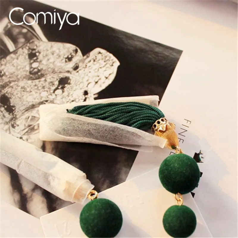 Длинные вечерние серьги Comiya в этническом стиле из цинкового сплава Orecchini Donna с зелеными кисточками для женщин, AliExpress