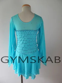 

2018 Elegant Figure Skating Dress Women's Girl's Customized Ice Skating Dress Long-sleeved Gymnastics Costume 8066