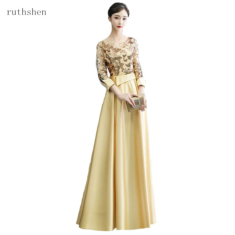 

ruthshen Gorgeous Gold Silver Burgund Navy Green Long Prom Dresses 2019 Prom Gown Shiny Sequined Back Zipper Evening Party Gown