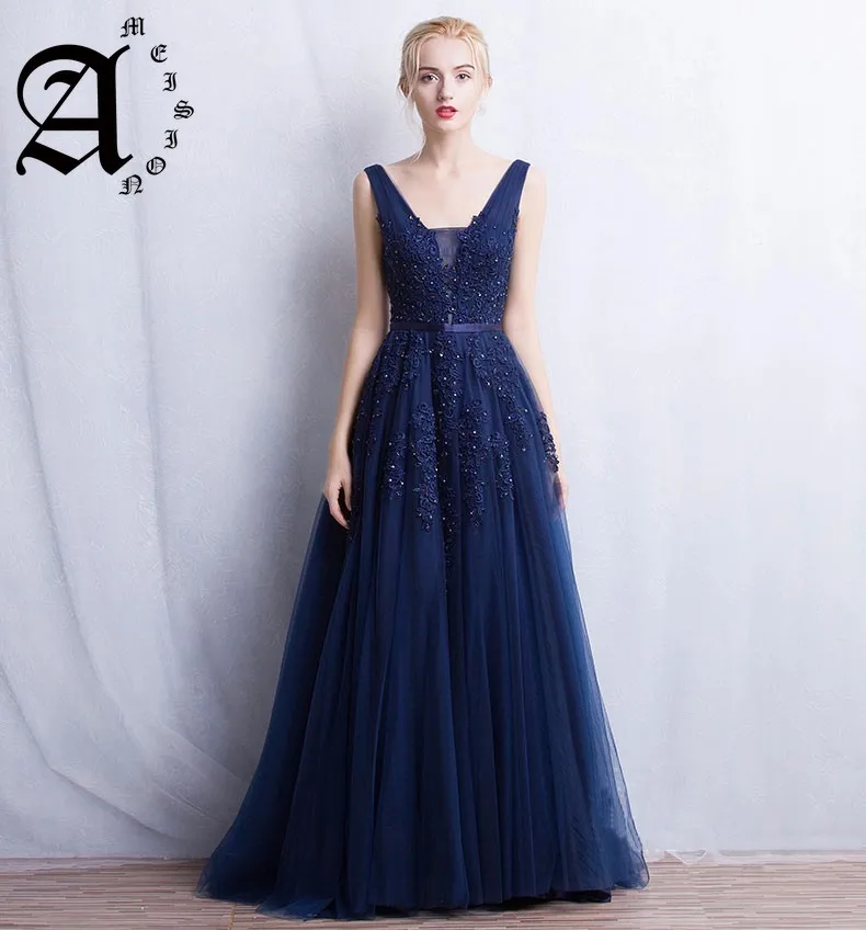 

Lace Beading Sexy Backless Long Evening Dresses Bride Banquet Elegant Floor-length Party Prom Dress Robe De Soiree