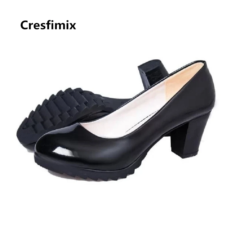 

Cresfimix femmes hauts talons women fashion comfortable spring & summer slip on high heel shoes lady office black shoes c2440