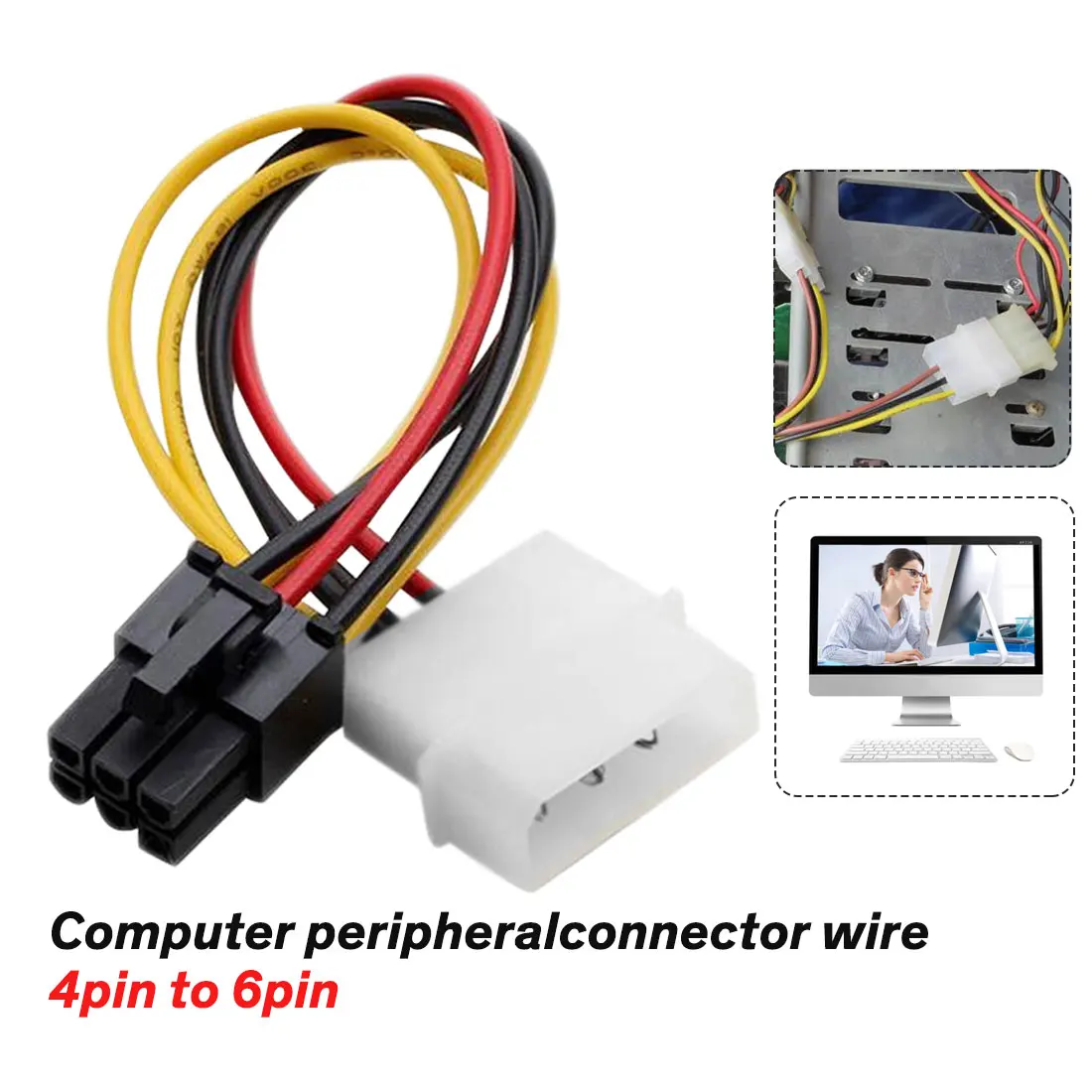 

PVC 4 Pin Molex to 6 Pin PCI-Express PCIE Video Card Power Converter Adapter Cable 20cm Power Converter Adapter Cable