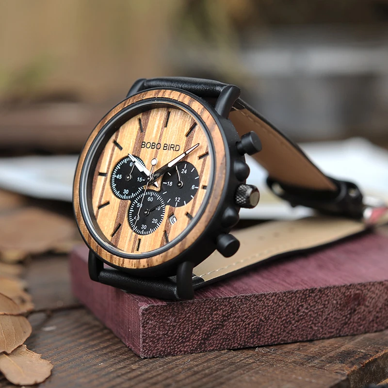 BOBO BIRD L-P09 Stainless Steel Watches Montre Homme Vintage Wooden Watch Stop Watch Function Men Business Wristwatch OEM BOBO BIRD L-P09 Stainless Steel Watches Montre Homme Vintage Wooden Watch Stop Watch Function Men Business Wristwatch OEM
