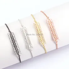 10 шт. смешивания Цвет cz микро проложить Прямоугольник Бар Разъем с металлической цепочкой Браслеты