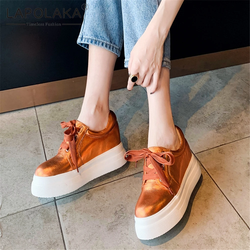 

Lapolaka Fashion New Hot Flat Platform Comfortable Shoes Woman Flats Lace Up Genuine Cow Leather Autumn Flats Woman Shoes