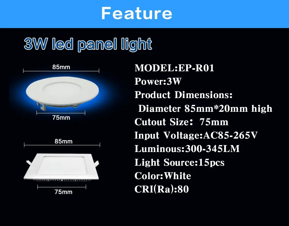 [DBF] Ультра тонкий дизайн с регулируемой яркостью 3 Вт 4 Вт 6 Вт 9 Вт 12 Вт 15 Вт 18 Вт 24 Вт светодиодный потолочный светильник/тонкий круглый квадратный плоский панельный светильник