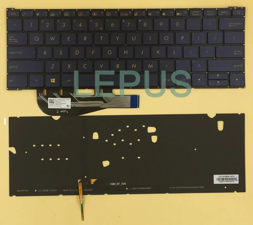 

UI US English layout backlight keybord for ASUS ZENBOOK 3 UX390 UX390UA keyboard with backlit blue color