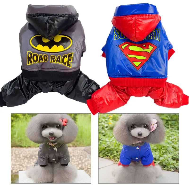 Superman Pet Dog Clothes For Dogs Thickening Warm Dog Hoodie Coat