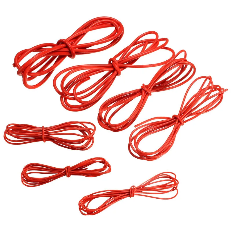 Лидер продаж красный 2 метра силиконовый провод кабель 10/12/14/16/18/20/22AWG гибкий термостойкий кабель
